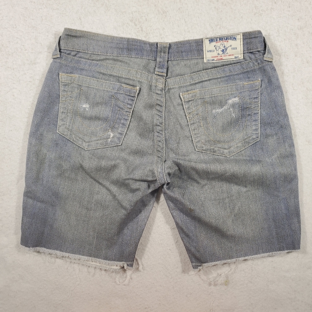 True Religion Shorts Womens Size M Cut Off Halle Leggings Distressed Stretch